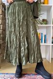 Twisted Sister Crinkle Midi Skirt Khaki